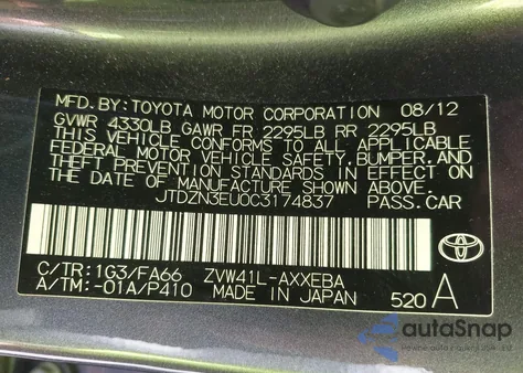 2012 Toyota Prius V Three from USA, damaged, VIN JTDZN3EU0C3174837
